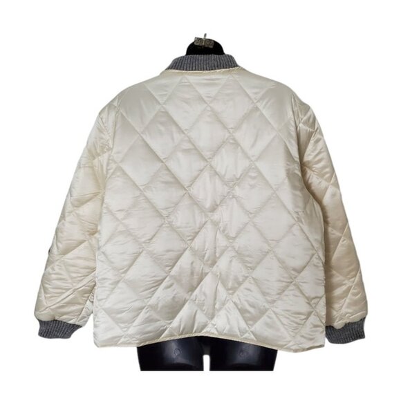 NWT Quilted Bomber Jacket Cream Satin Coat Size XL Marc New York Street Style - Picture 3 of 11